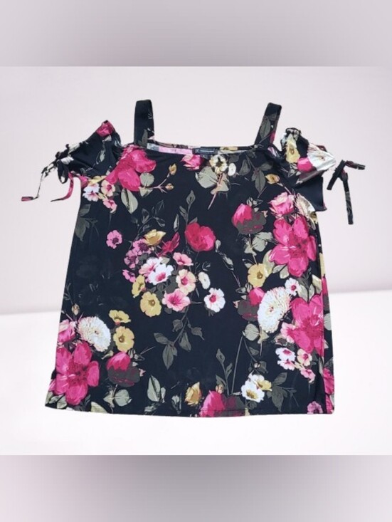 INC International Concepts Tops - INC INTERNATIONAL XL FLORAL BLOUSE, WOMEN'S TOP, COLD SHOULDER LACE-UP
